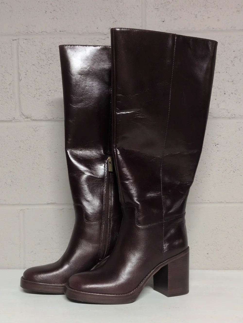 Vince Camuto Women's Over-the-Knee Leather Block Heel Boot - Dark Brown, 9 NWOT